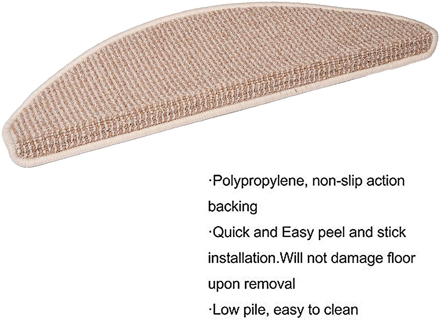 Qingbei Rina Carpet Stair Tread Mats, Non-Slip, Brown