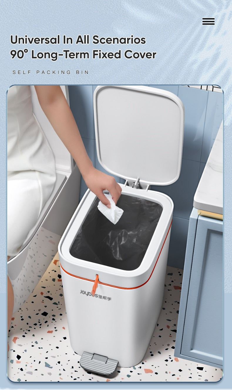 Trash Can Household Automatic Packing Tube With Cover Pedal Light Luxury Living Room Large Toilet Bathroom Kitchen