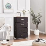 4 Drawer Bedside Table Storage Tower Fabric Dresser Cabinet Organizer