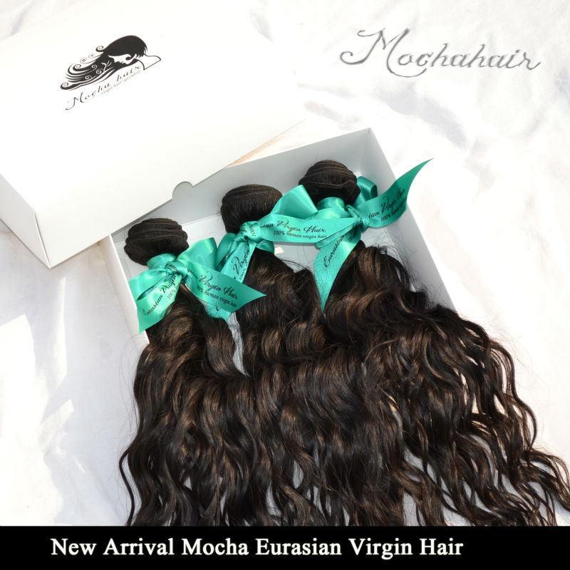 New Arrival Mocha hair 3pcs/lot 8A Grade Eurasian Hair Natural wave Wholesale Natural Color Tangle F