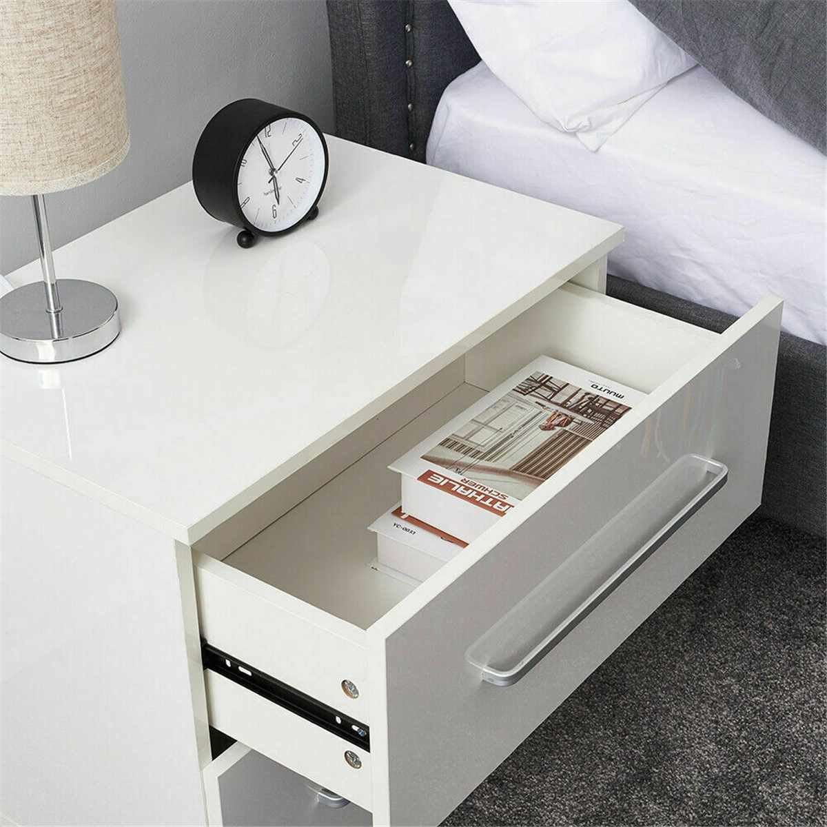 LED Bedside Table Coffee Tea Table With 2 Chest of Drawer Bed side Table