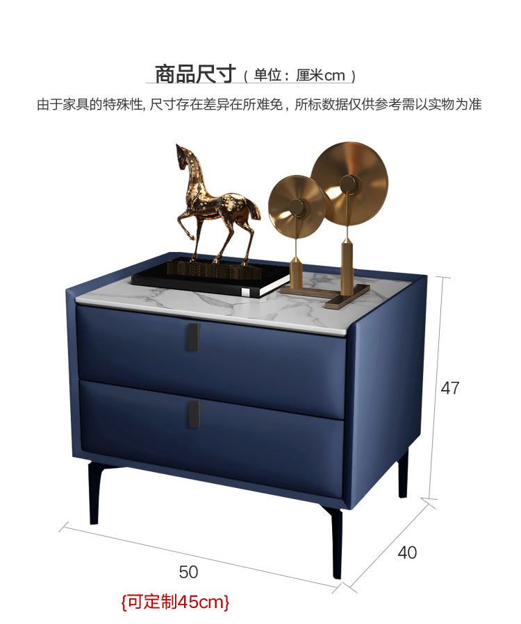 Simple Master Bedroom Bedside Cabinet All Solid Wood Bedside Table Leather