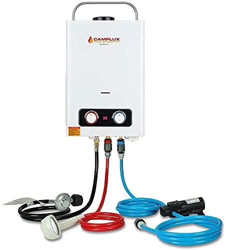 Portable Propane Tankless Water Heater, Camplux Pro 1.58 GPM Outdoor Water Heater