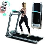 OVICX Q2S Folding Portable Treadmill Compact Walking Running Machine for Home Gym Workout Electric Foldable Treadmills with LED Display- Gray