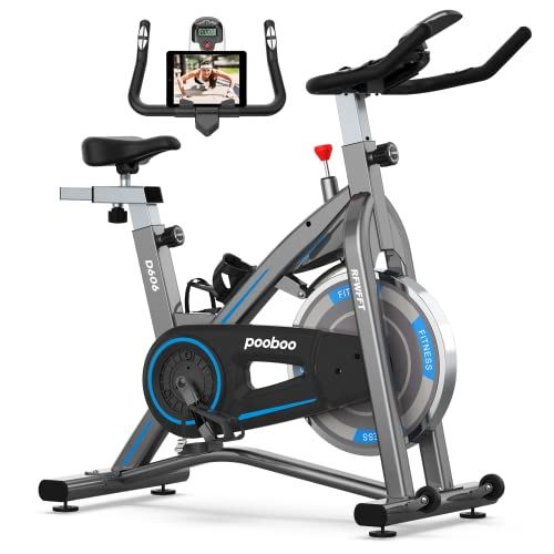 L NOW Indoor Exercise Bike Indoor Cycling Stationary Bike, Magnetic Resistance Belt Drive with Heart Rate Monitor- Gray