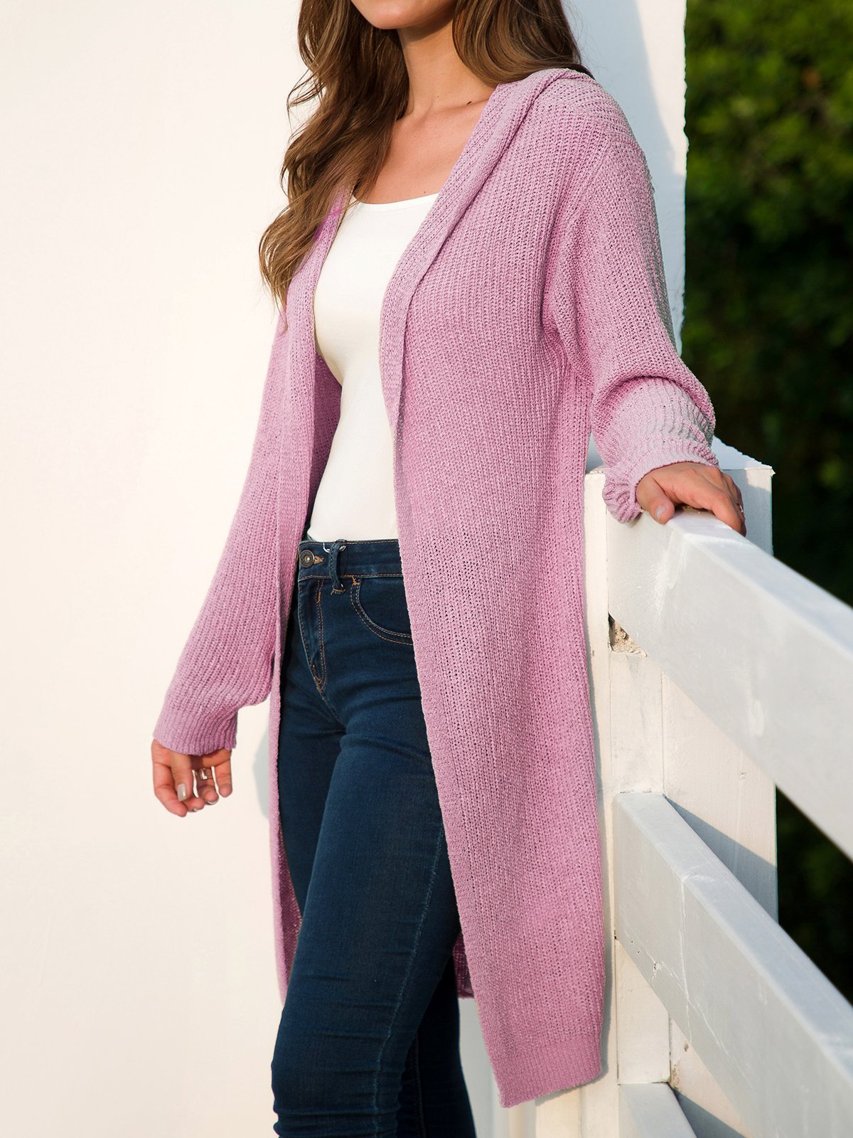 Long Sleeve Simple Hooded Shift Cardigan