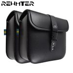 2PCS Motorcycle Saddle Side Bags Motor Luggage Chopper Bike Tool Bag PU Saddlebag