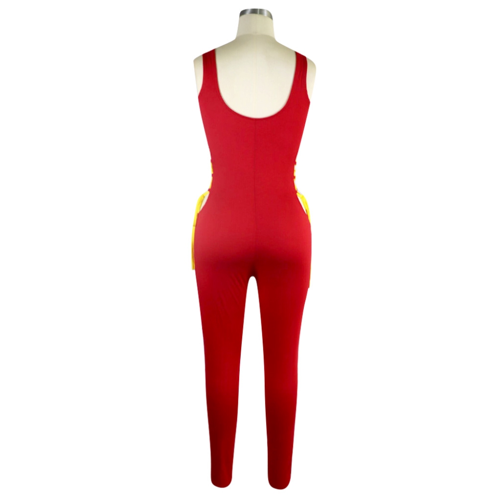 Sexy Lace Up Sleeveless Bodycon Jumpsuit