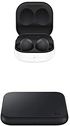 Samsung Galaxy Buds2, White and Wireless Charger Pad EP-P1300B, Black