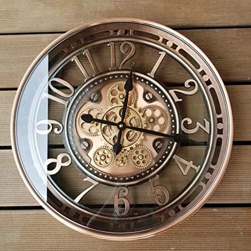 21Inch Moving Gear Vintage Industrial Metal Wall Clock with Arabic Numbers