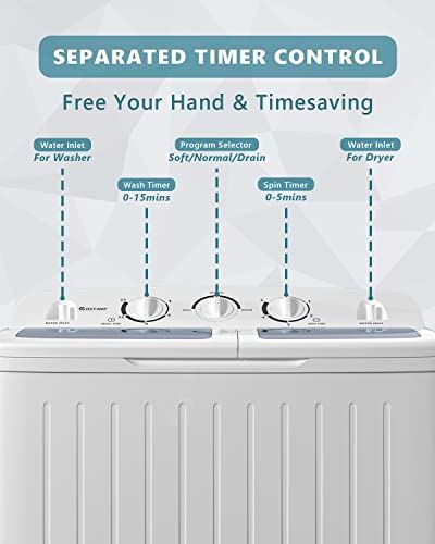 Washer and Dryer Combo Compact Mini Washer (11lbs) & Spin Dryer (7lbs) Sets