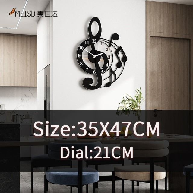 MEISD Musical Wall Clock Modern Music Design DIY Stickers Watch Quartz Silent