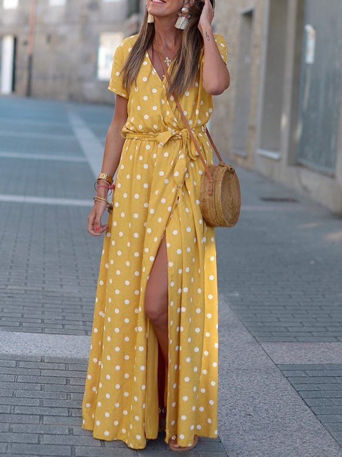 Holiday Floral-Print Polka Dots Dresses