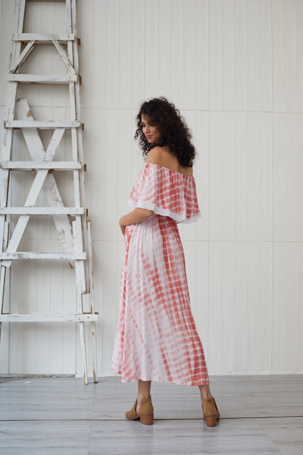 Summer Turndown Shoulder Slit Long Dress