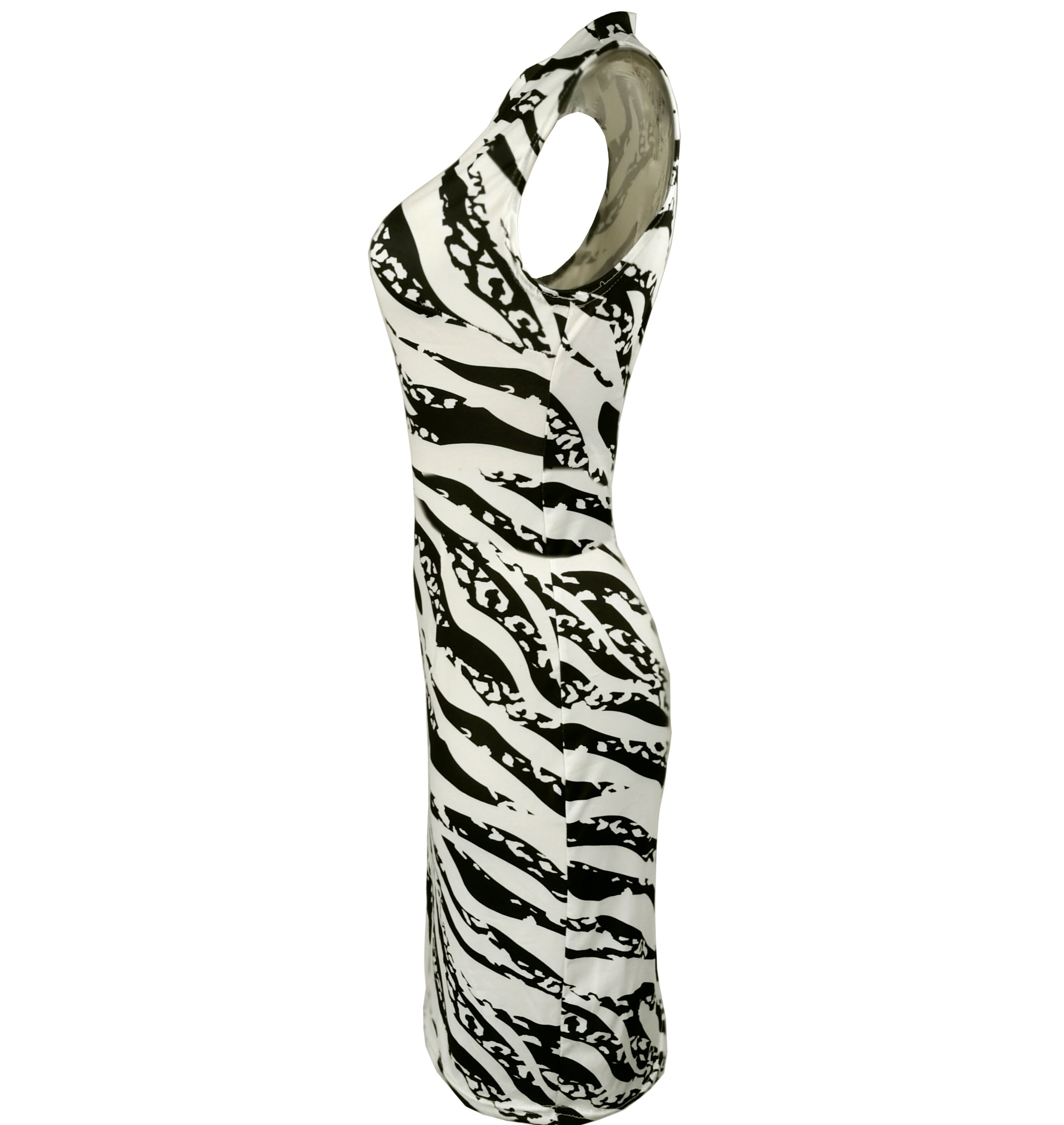 Zebra Print Sleeveless Midi Dress