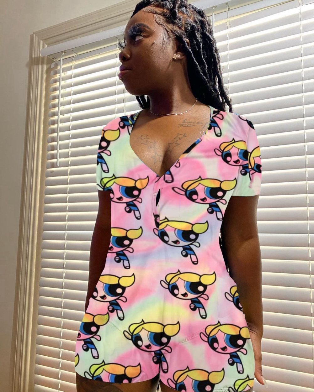 Summer African Cute Print V-Neck Rompers