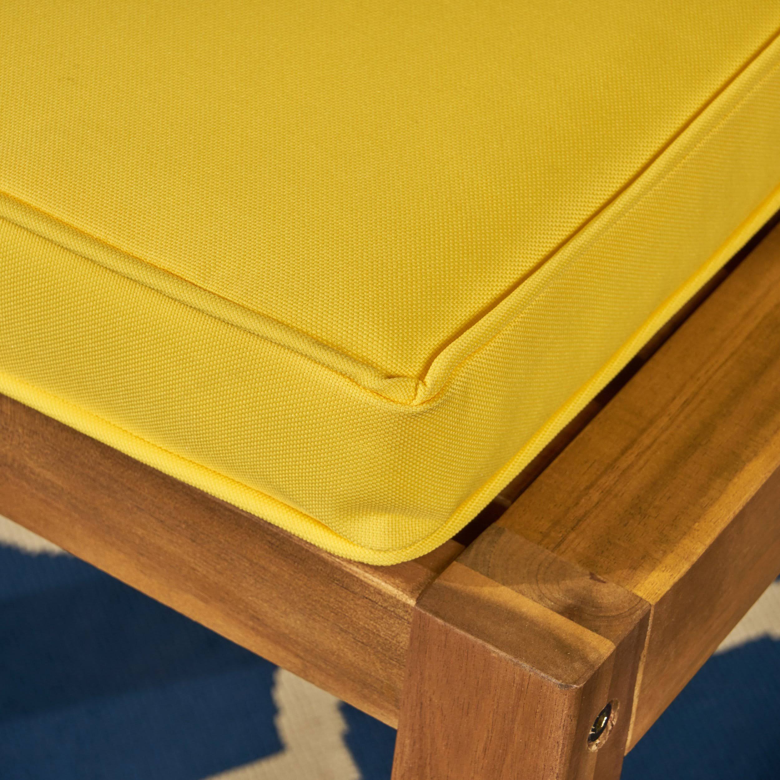 Great Deal Furniture Yvonne Patio Rocking Chair, Acacia Wood Frame, Traditional, Teak Finish with Dark Gray Cushions