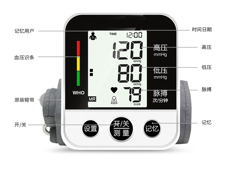 Digital Upper Arm Blood Pressure Pulse Monitor Health Care Tonometer Lcd Voice Meter Sphygmomanometer Blood Pressure Monitors