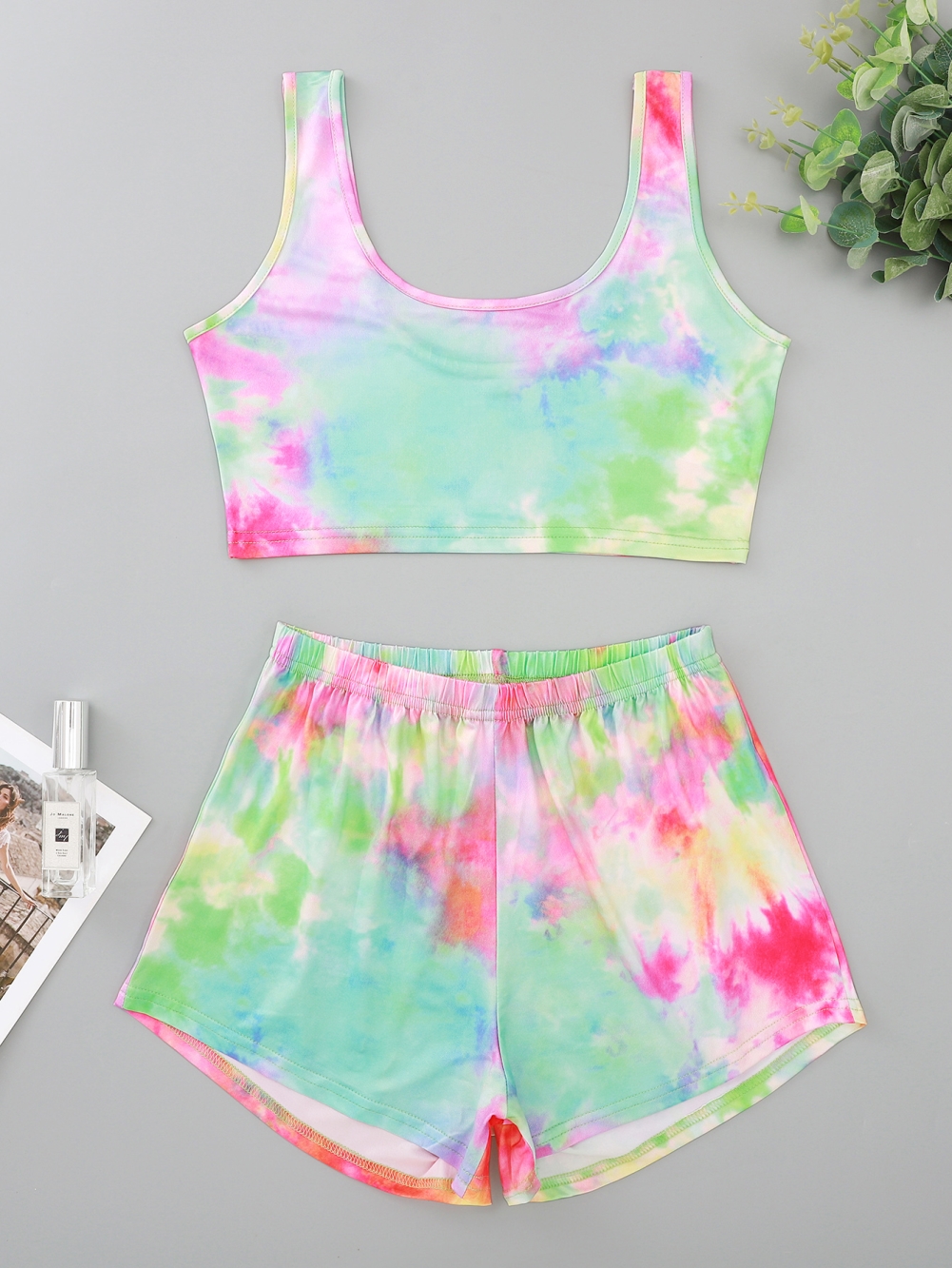 Women Summer Print Two Piece Shorts Pajama Set