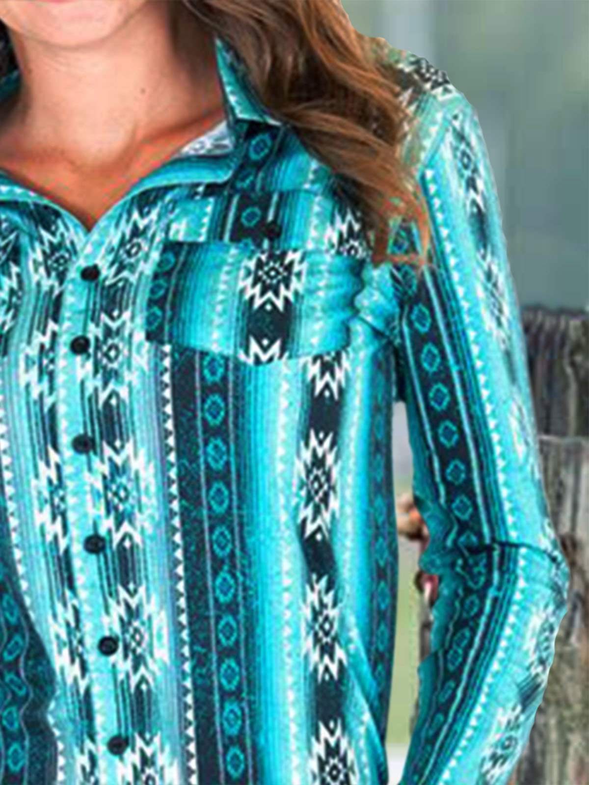Printed Long Sleeve Geometric Shirts & Tops