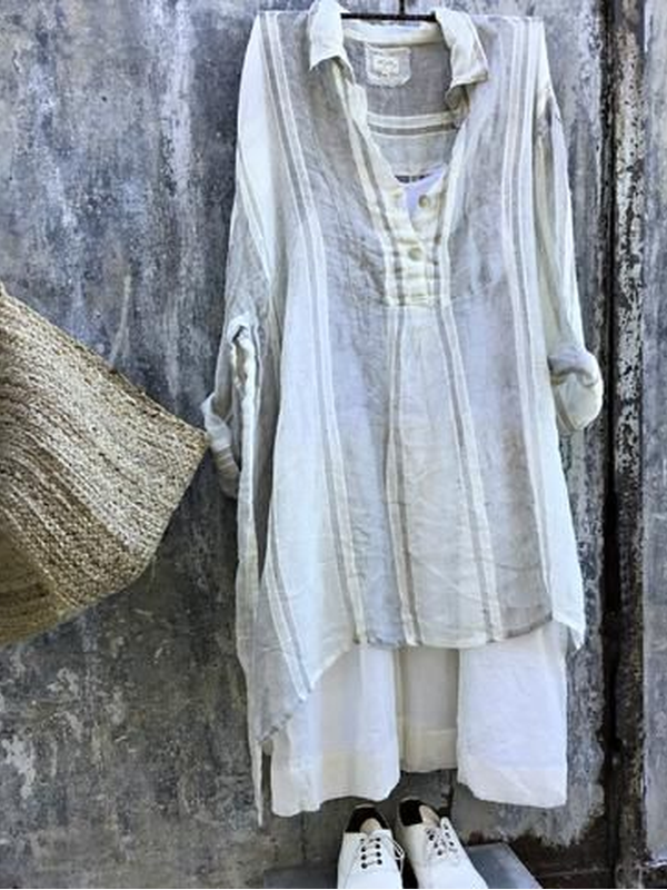 Shirt Collar Striped Casual Shirts & Tops