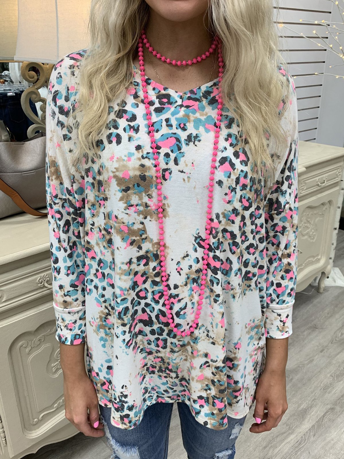 Floral Long Sleeve Printed V Neck Shirts & Tops