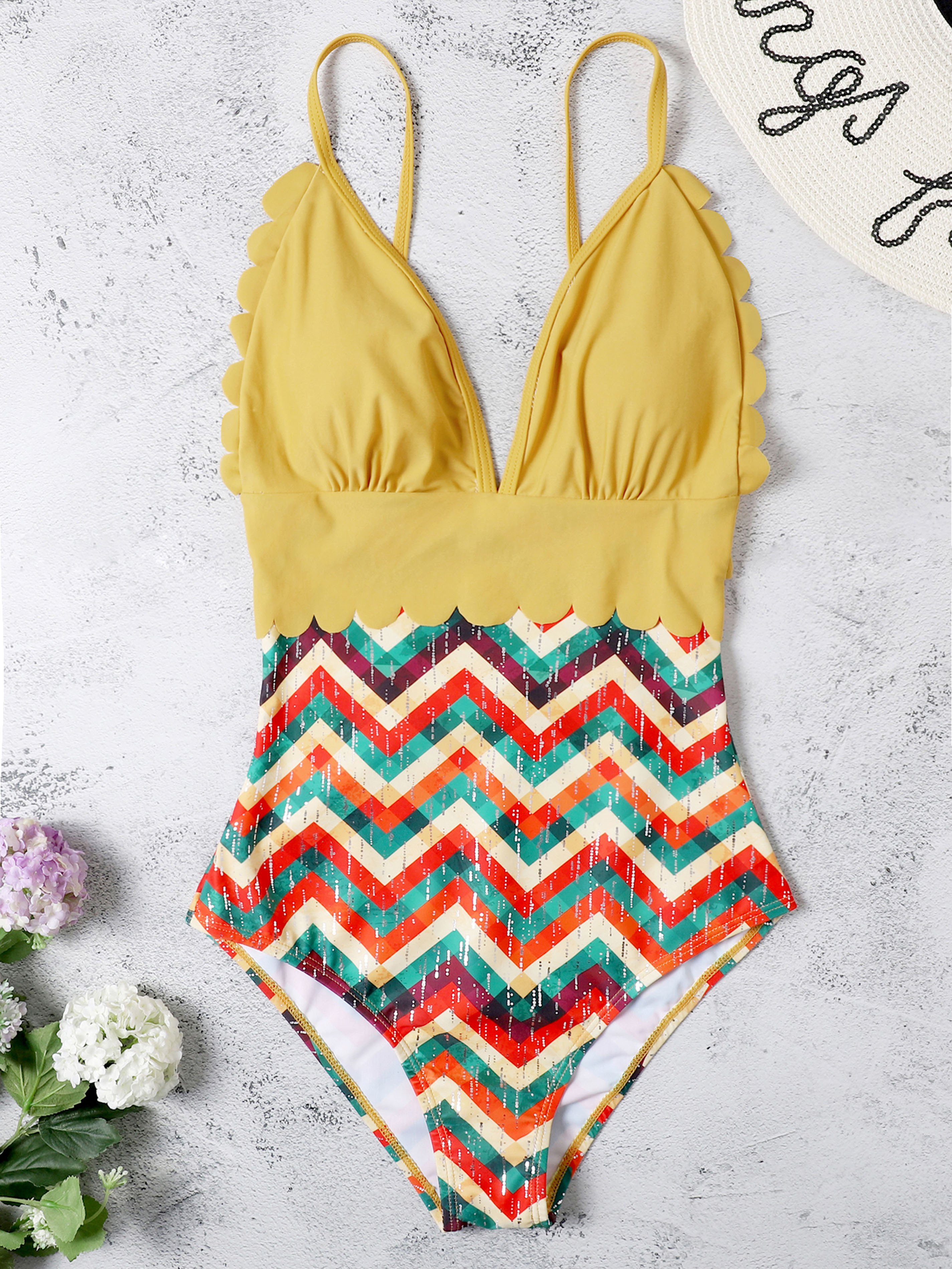 Color Block Open Back One-Piece Swimwear