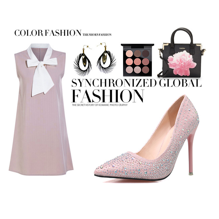 10CM Stylish Sweet Elegant With Shallow Mouth Pointed Diamond Drill Sandals