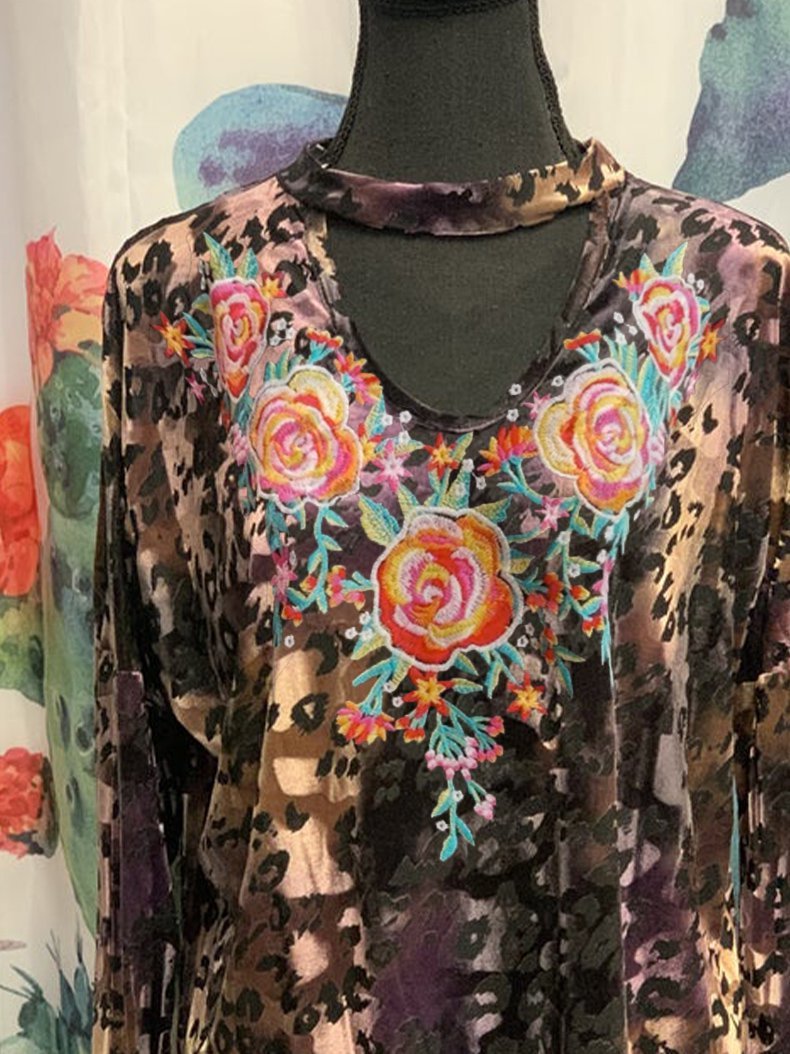 V Neck Cotton-Blend Casual Shirts & Tops