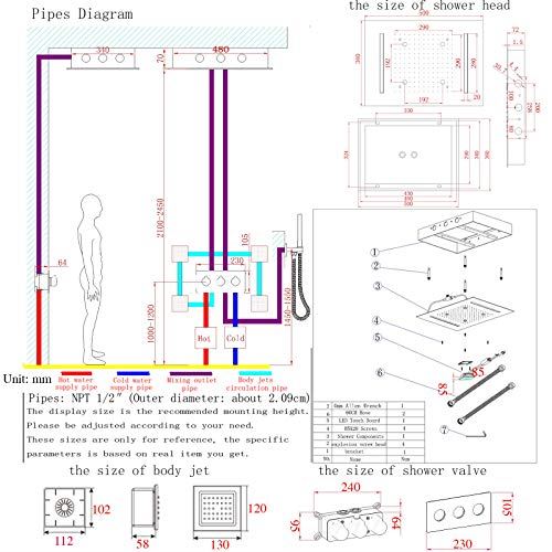 Ceil Mounted 14 X 20 Inch Rectangular Atomizing Rain Shower Head Faucet