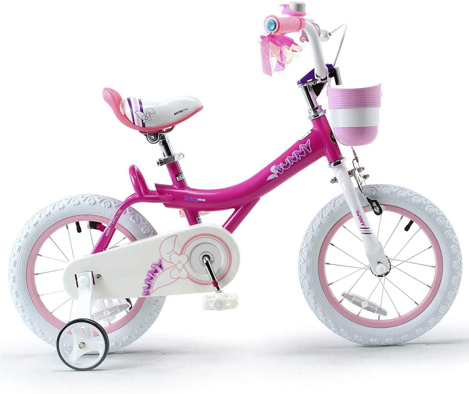 3-12 Years Old Basket Training Wheels Kickstand White Pink Child��s Cycle