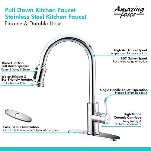 Touchless Kitchen Faucet with 3 Modes Pull Down Sprayer