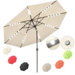 11 Foot Tilting Patio Umbrella with Light 3-Tiered