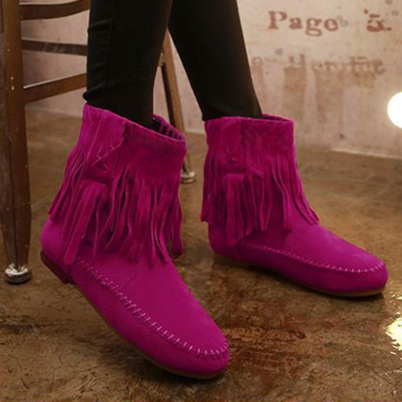 Women Tassel Booties  Casual Comfort Shoes