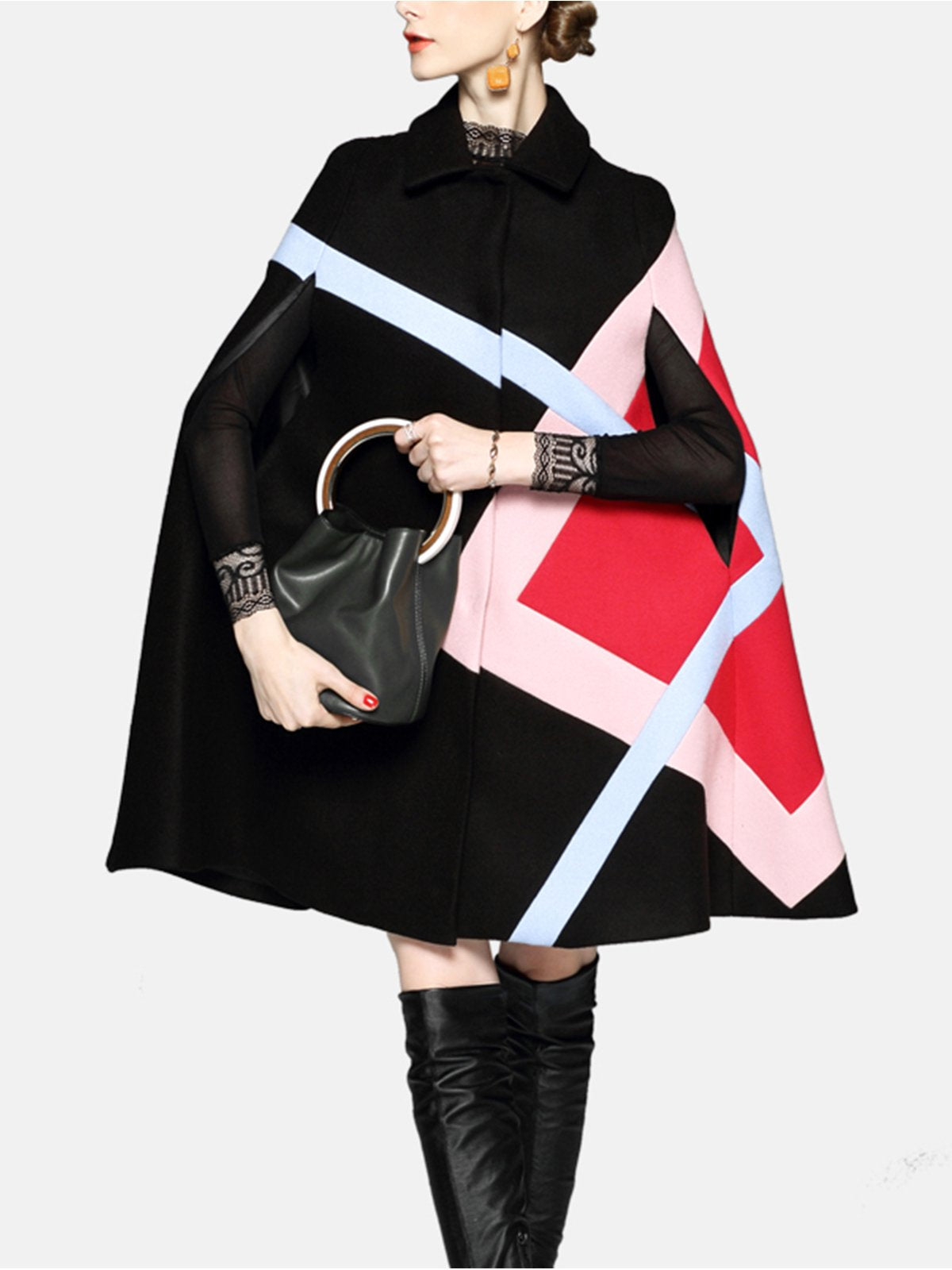 Women Fashion Cloak Wool Woolen Coat Outerwear