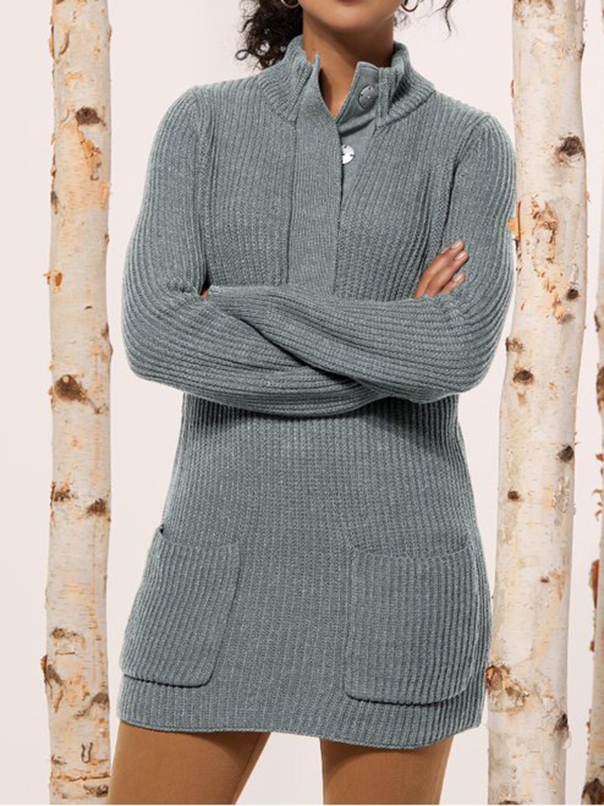 Knitted Plain Sweater