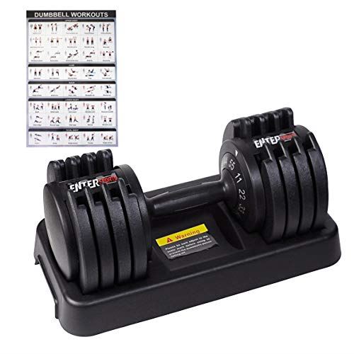 EnterSports Adjustable Dumbbell 55 lb Single Dumbbell
