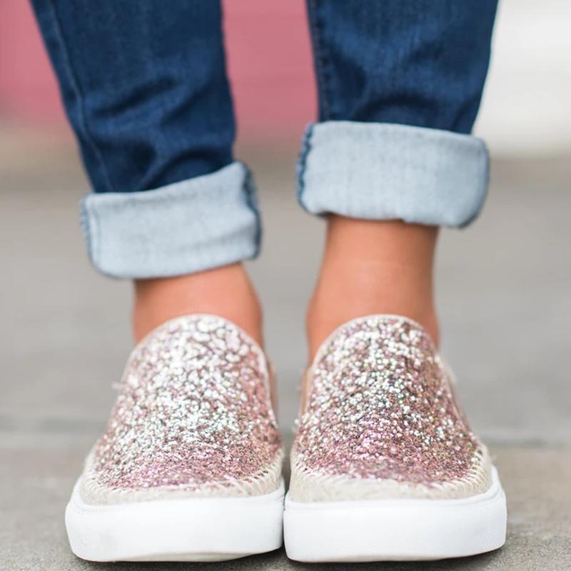 Casual Paillette Round Toes Flat Single Shoes
