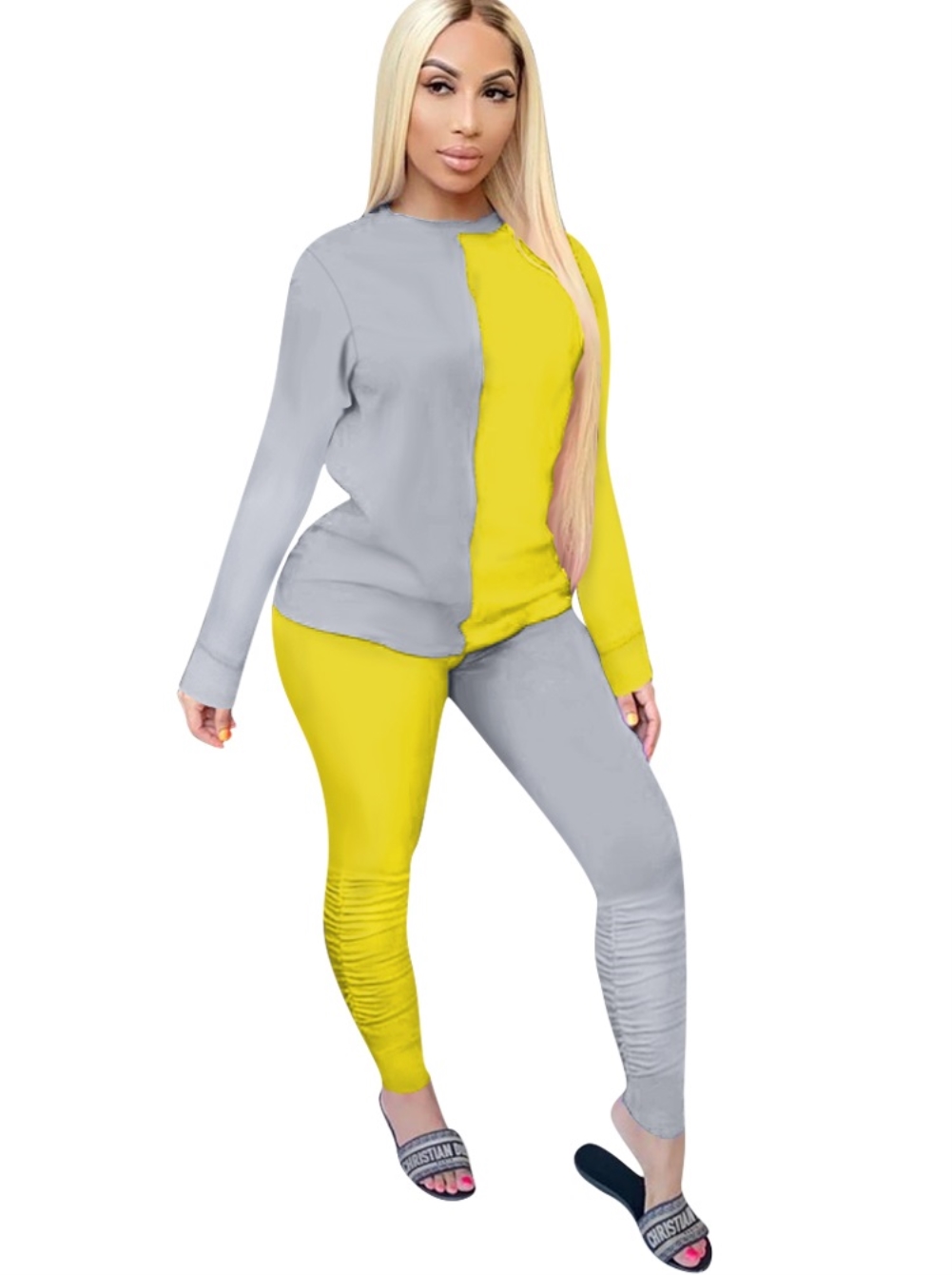 Casual Contrast 2PC Shirt and Pants Set