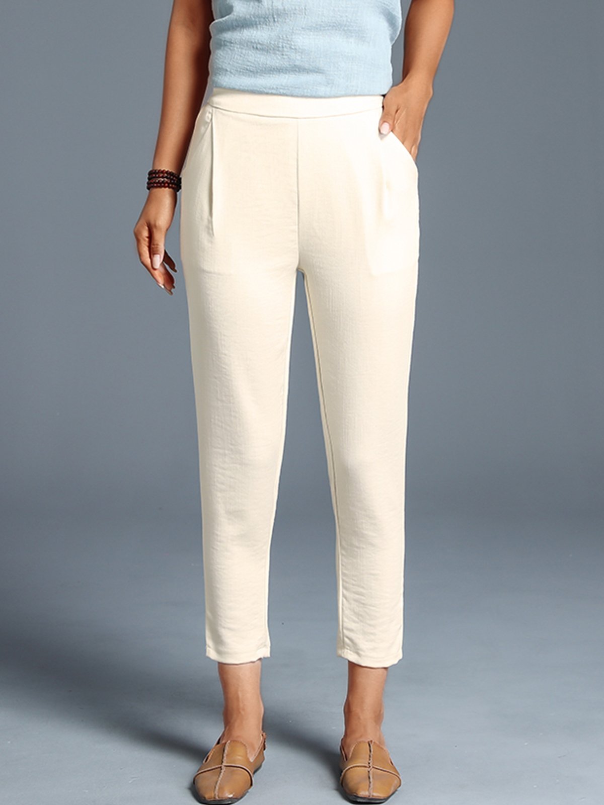 Plus Size Women Plain Casual Pants
