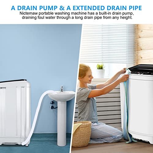 Full-Automatic Washing Machine with Drain Pump, 2-in-1 Compact Laundry Washer