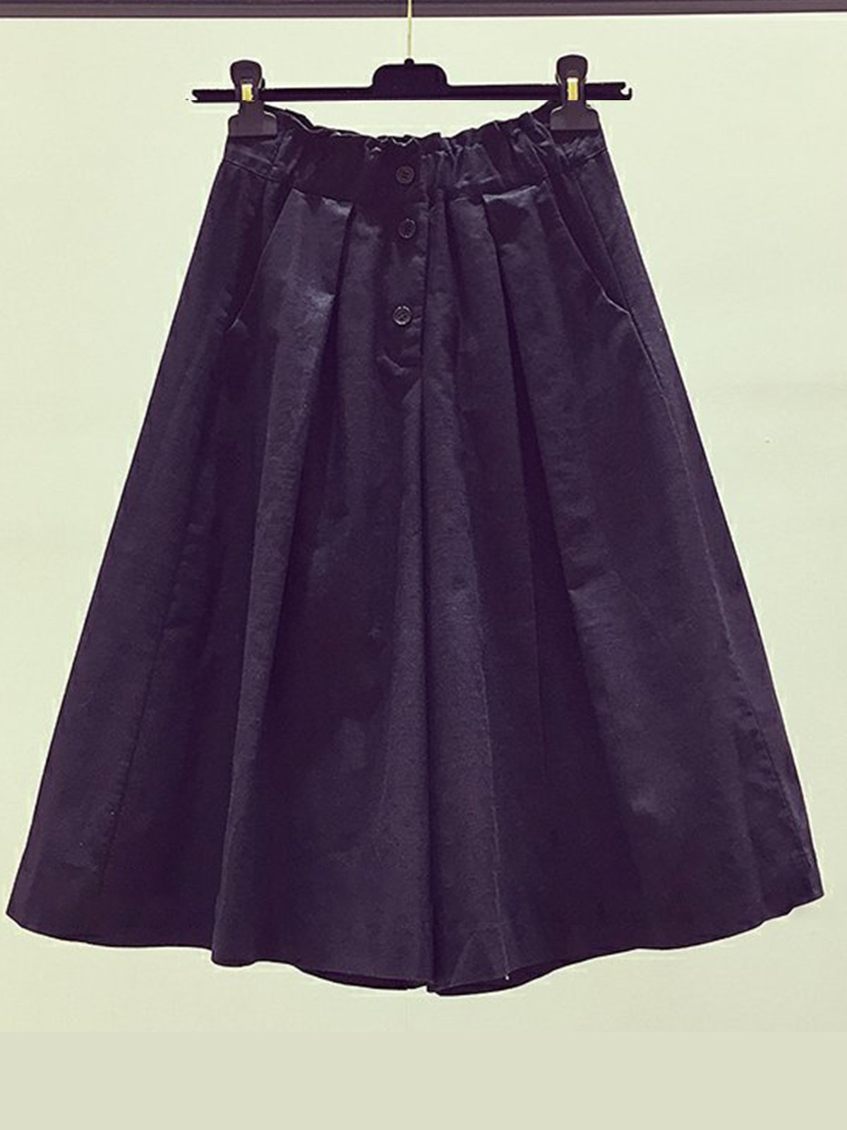 Plus Size Women Plain Casual Wide Leg Shorts