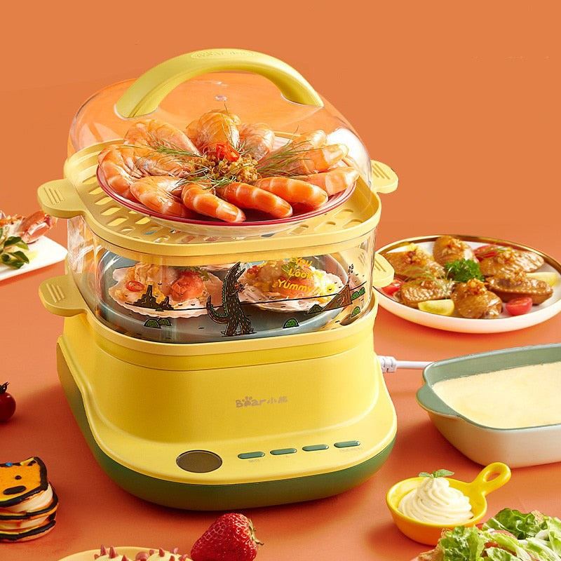 2 Layers Multifunction Electric Food Steamers 6L Food Steaming Cooking Pot