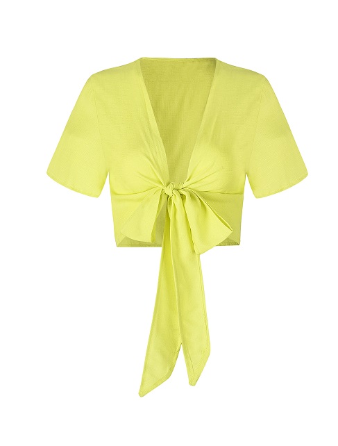 Short Sleeve Tied Up Crop Top