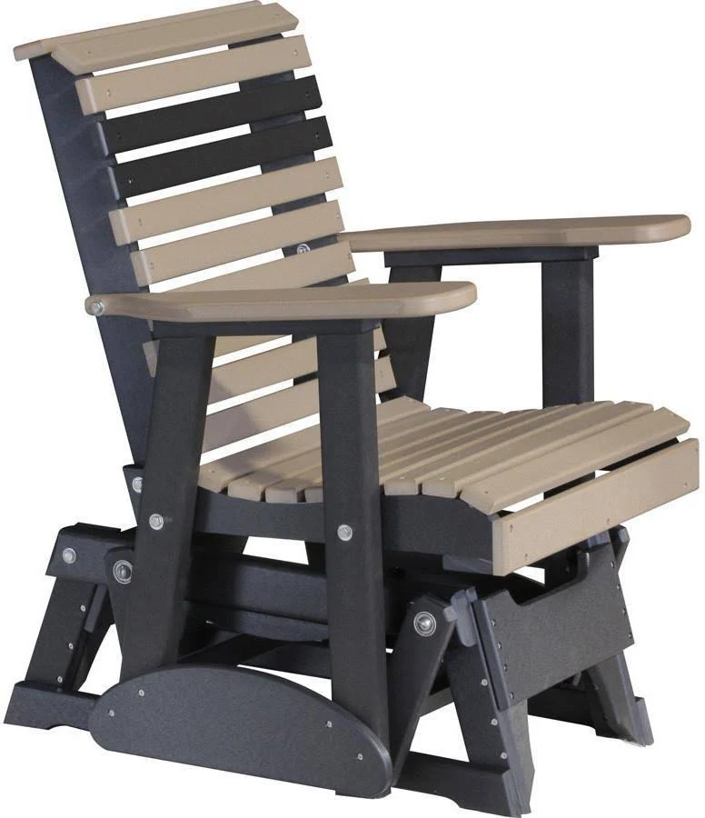 LuxCraft Rollback Recycled Plastic 2ft Glider Chair-Weatherwood on Black