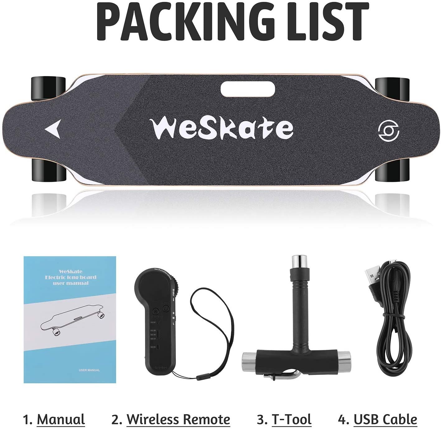 WeSkate Electric Longboard Wireless Remote Control Complete Skateboard