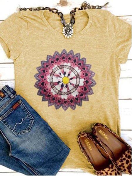 Short Sleeve Round Neck Printed Shirts & Tops