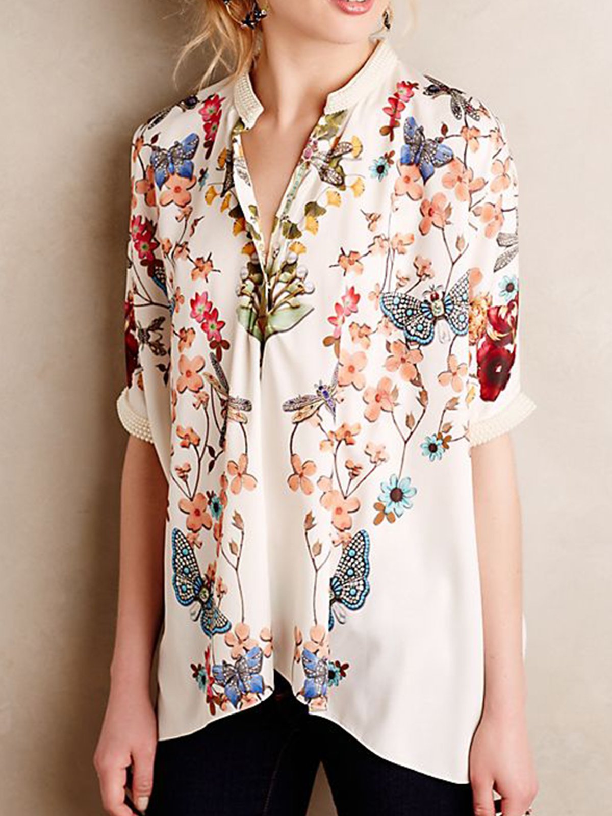 Women plus size short sleeve cotton casual TOP