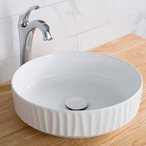 Ceramic Above counter Round Bathroom Sink, 15.75 x 15.75 x 4.75 inches
