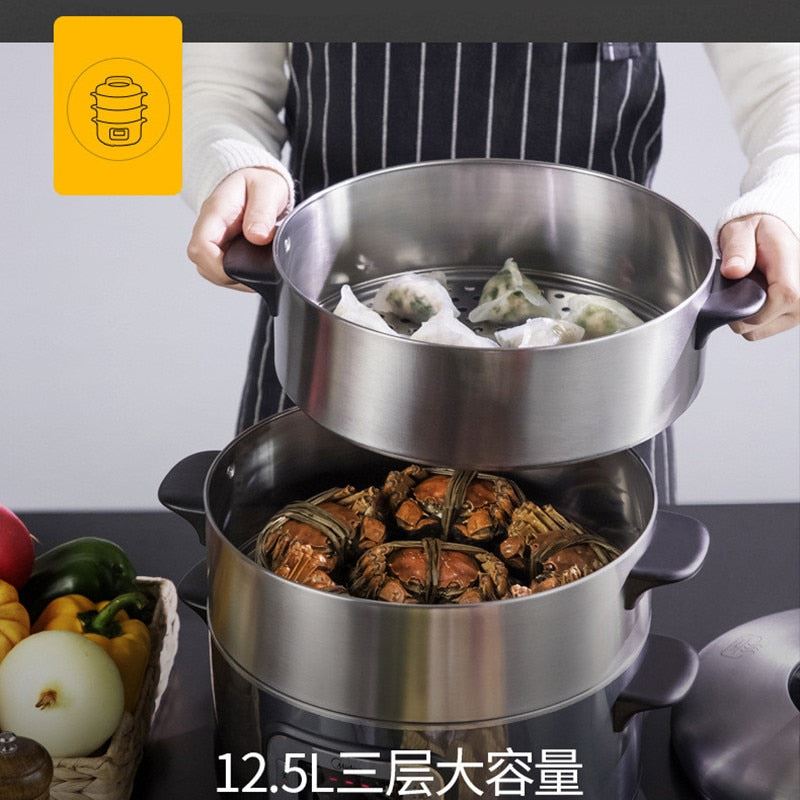 3-layer High Capacity Multi-function Appointment Timing Stainless Steel Steam Cooker Food Steamer Pot